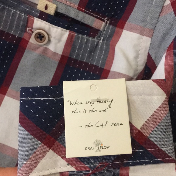 Brand new boys Craft+Flow plaid button down shirt - Picture 2 of 4